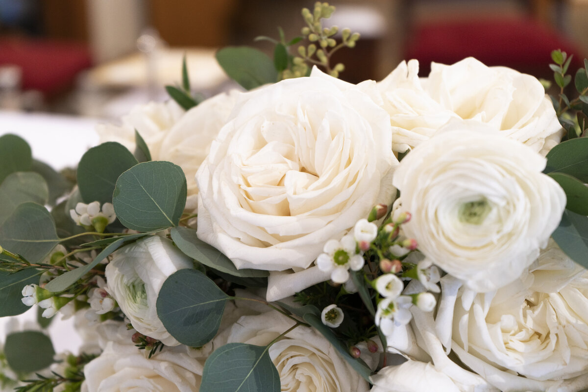 Photo of bright, white wedding flowers