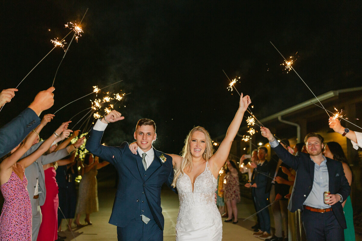 sparkler send off for texas wedding couple