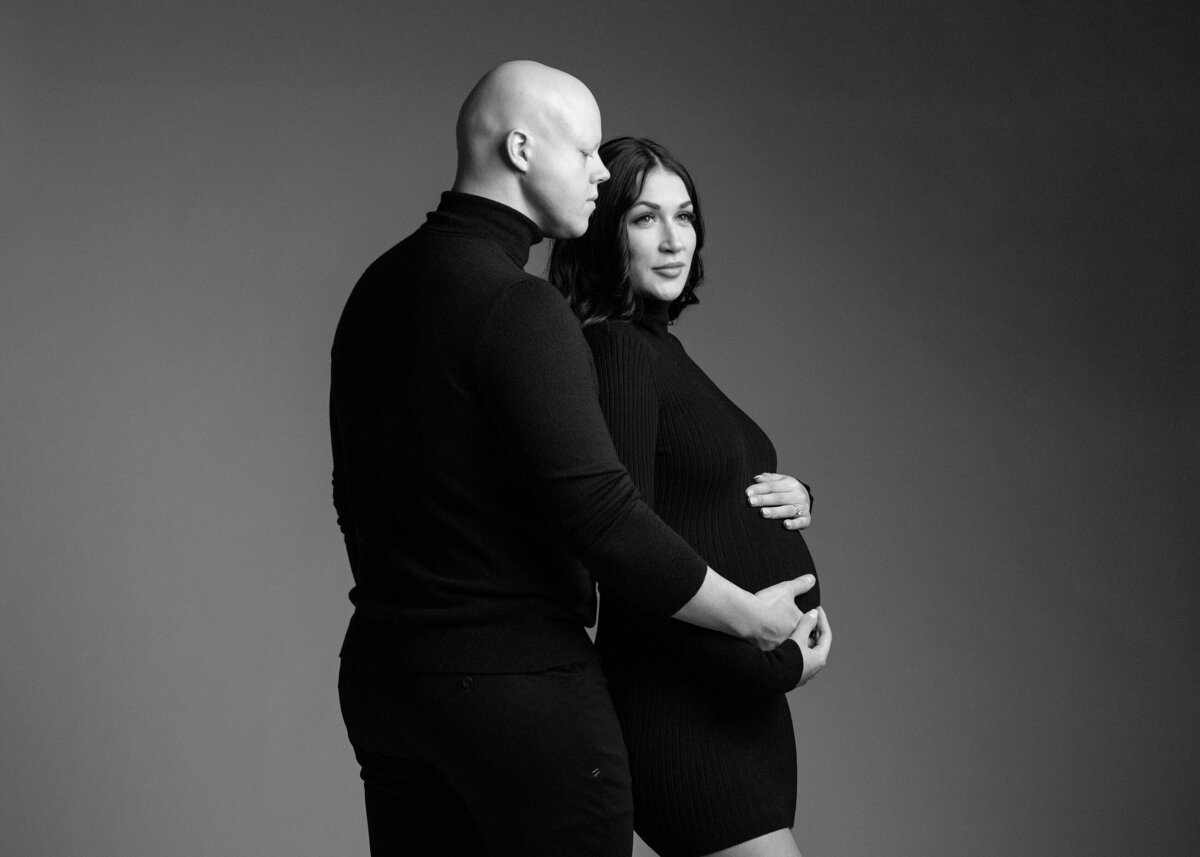 Maternity Couple Dressed in Black