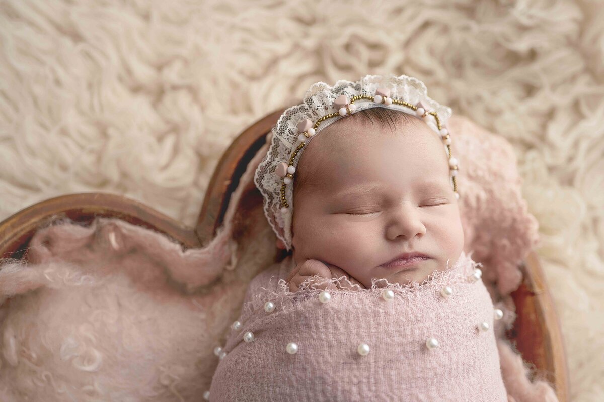 Puyallup Newborn Photographer Pink Girl Valentines Studio Ethereal Luxury Lana Stewart Studios