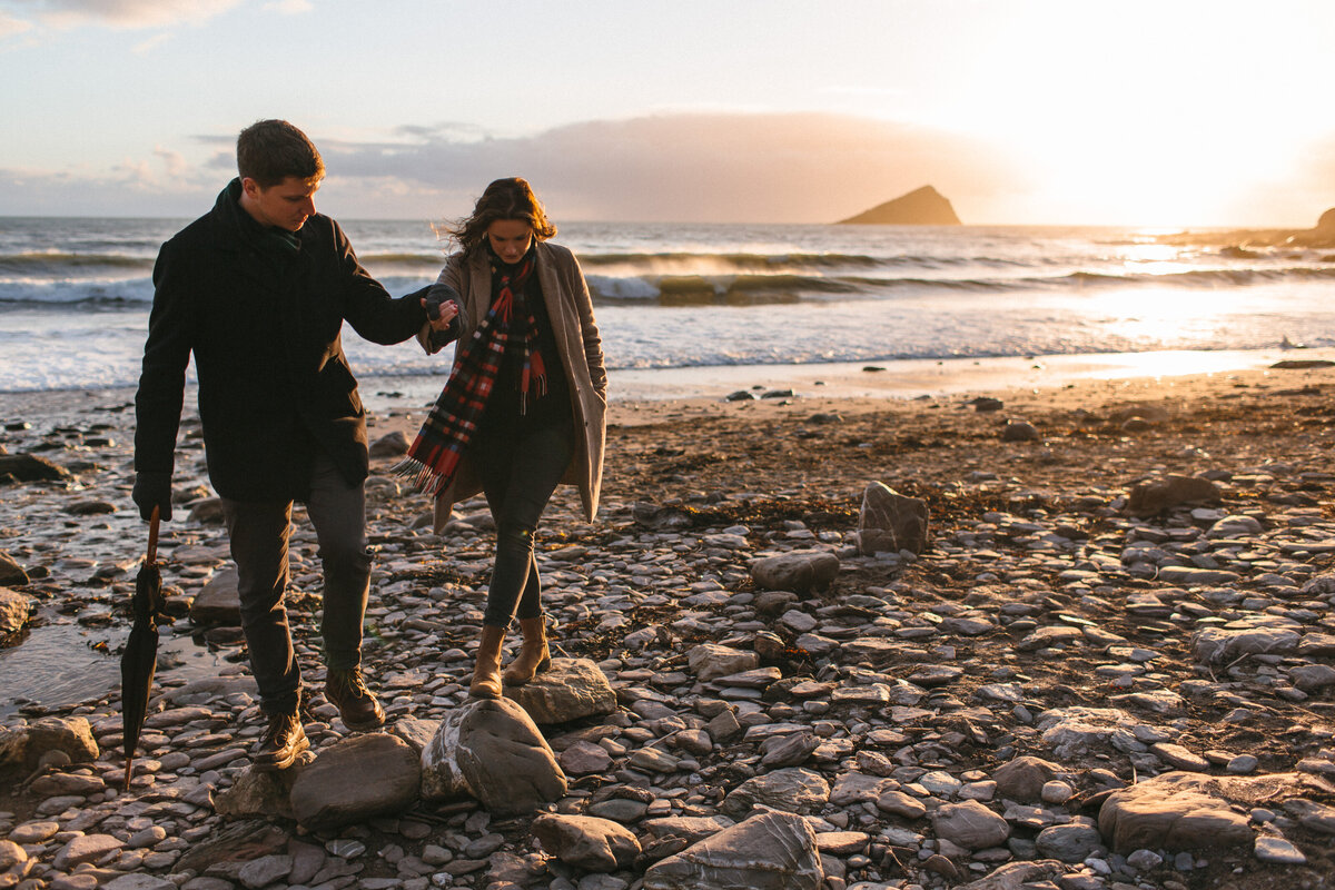 Engagement shoot at Wembury beach  in Devon