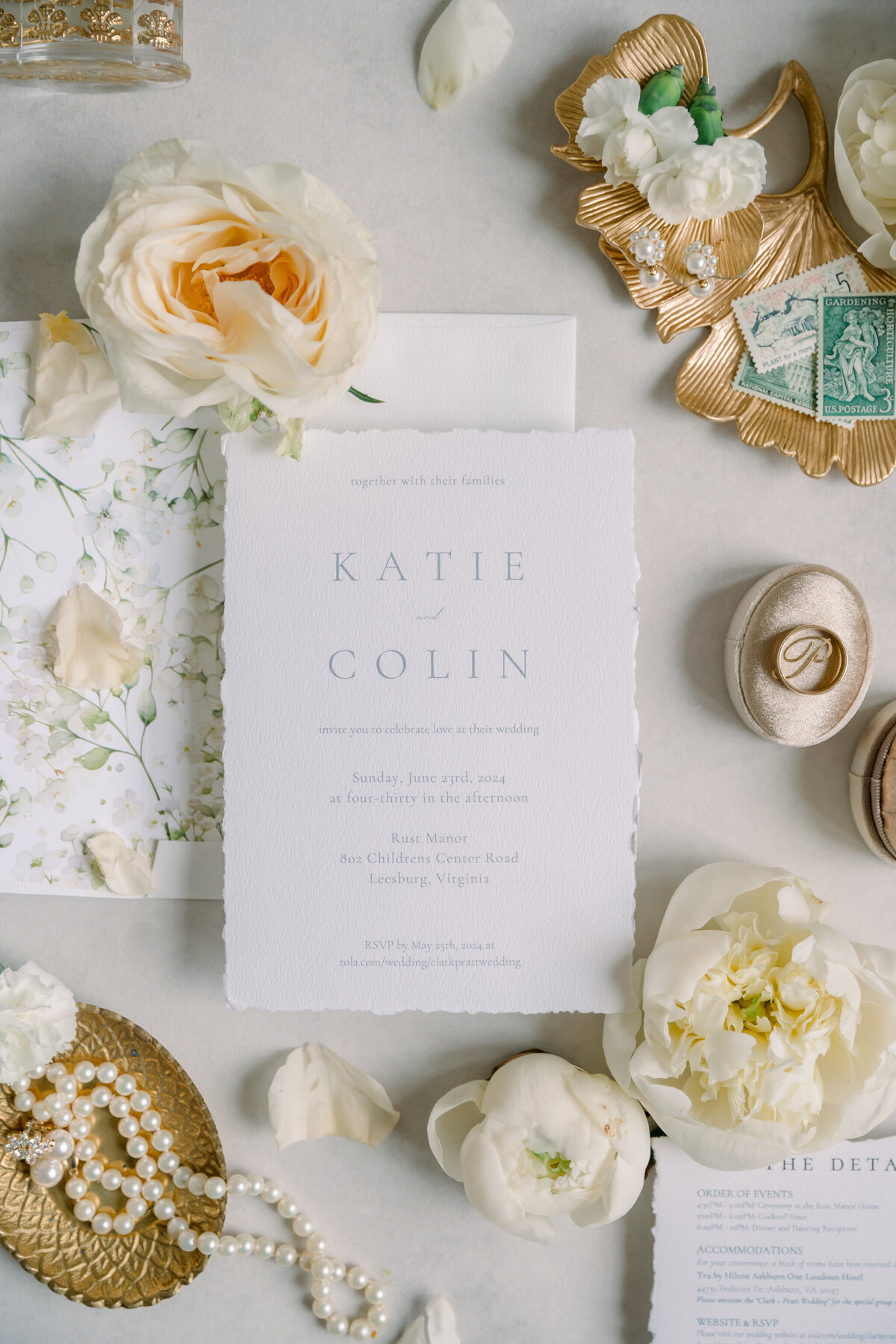 Elegant invitation suite for a wedding at Rust Manor House
