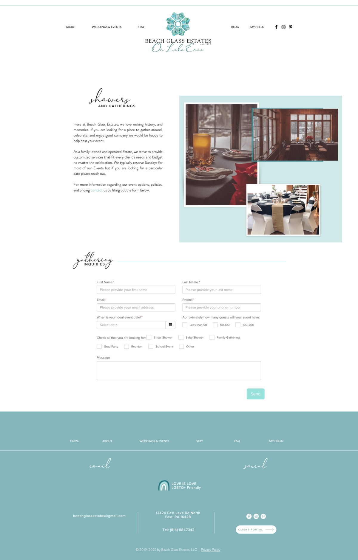 Website Design for Wedding Venue