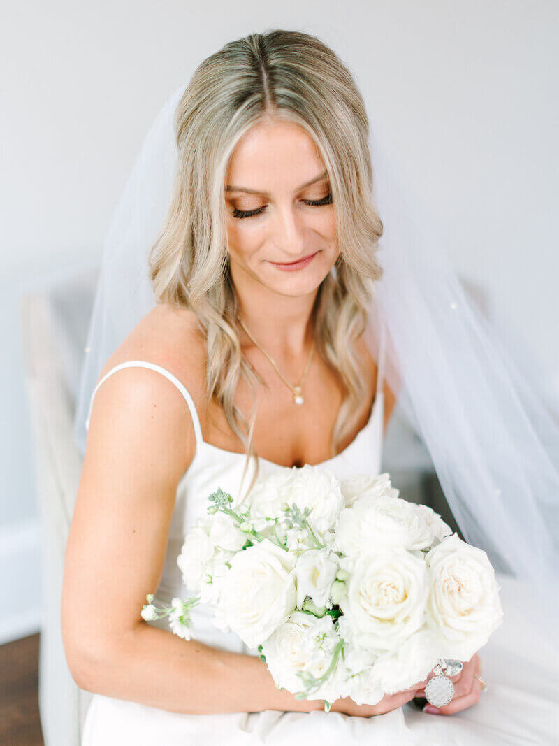 Bride holding flowers to show planning a wedding in chicago