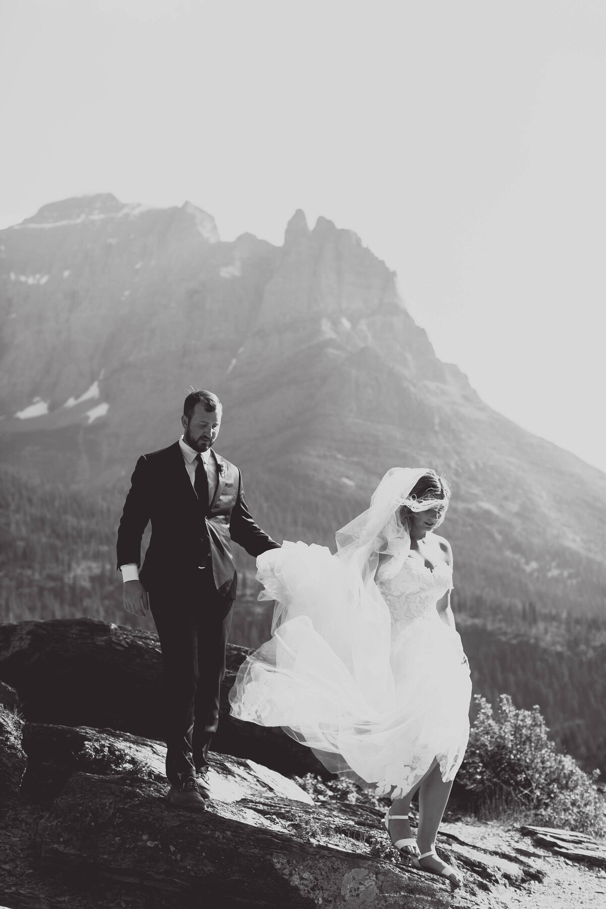 couple in front of mountain