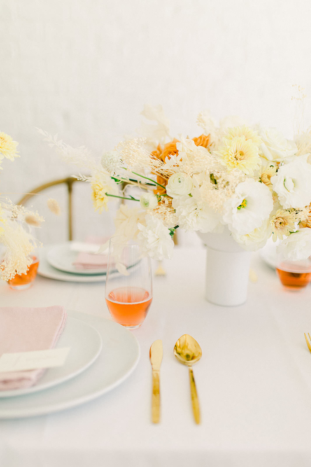 Fine Art peach and pink minimalist wedding