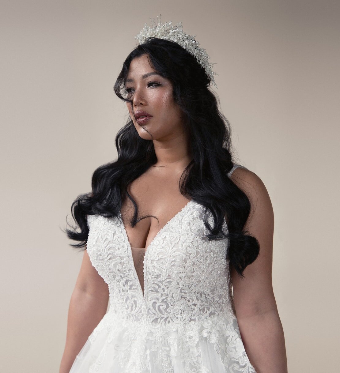bride wearing crown