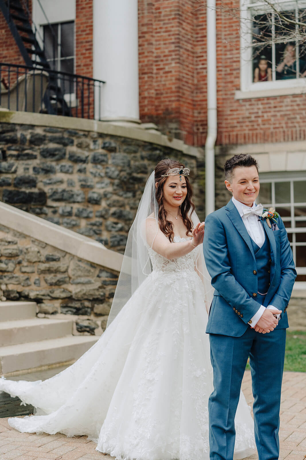 Wedding first look at Otesaga Resort