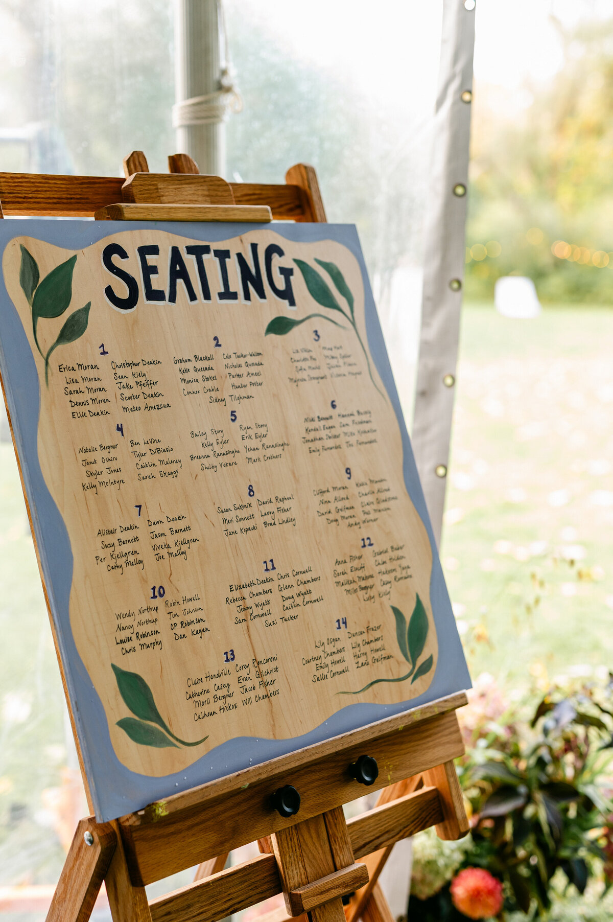 Wedding guest seating chart on art eisle
