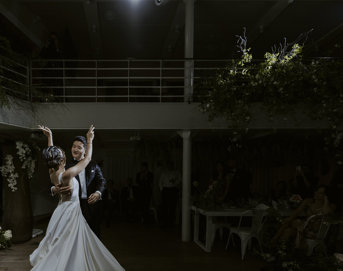 elegant slow dance of the couple in ailey house on the han river at seoul south korea