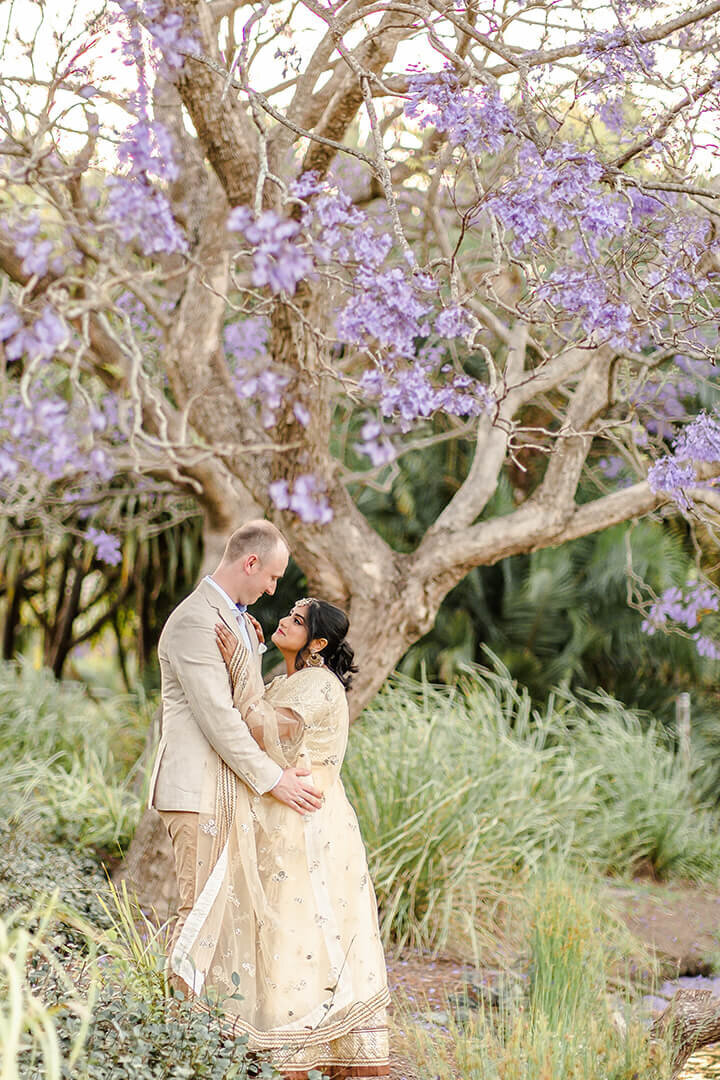 Disney inspired dreamy engagement session in jacarandas UQ university of Queensland Brisbane