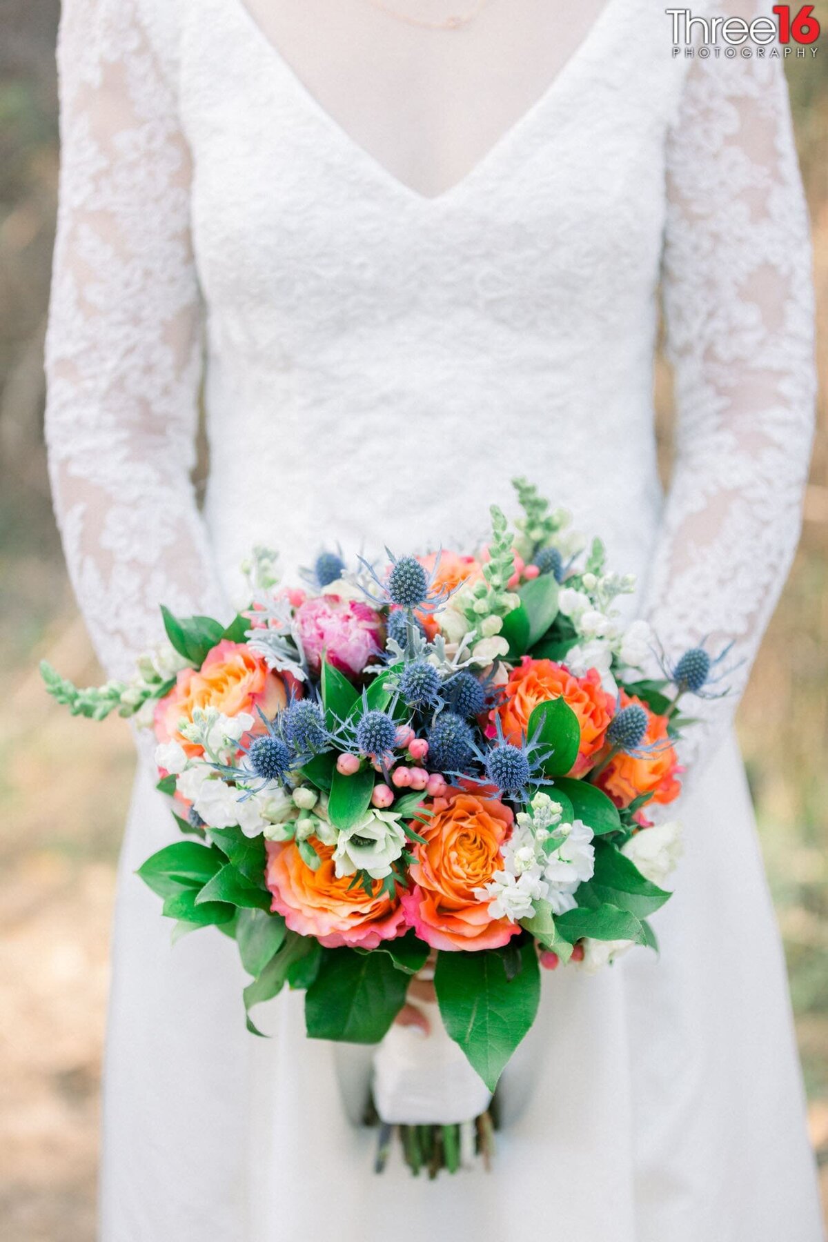 Bride's beautiful and colorful bouquet