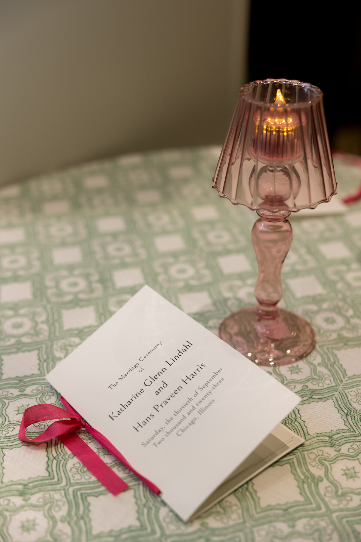 Chicago Illuminating Company Wedding with Pink Block Print Linens_33