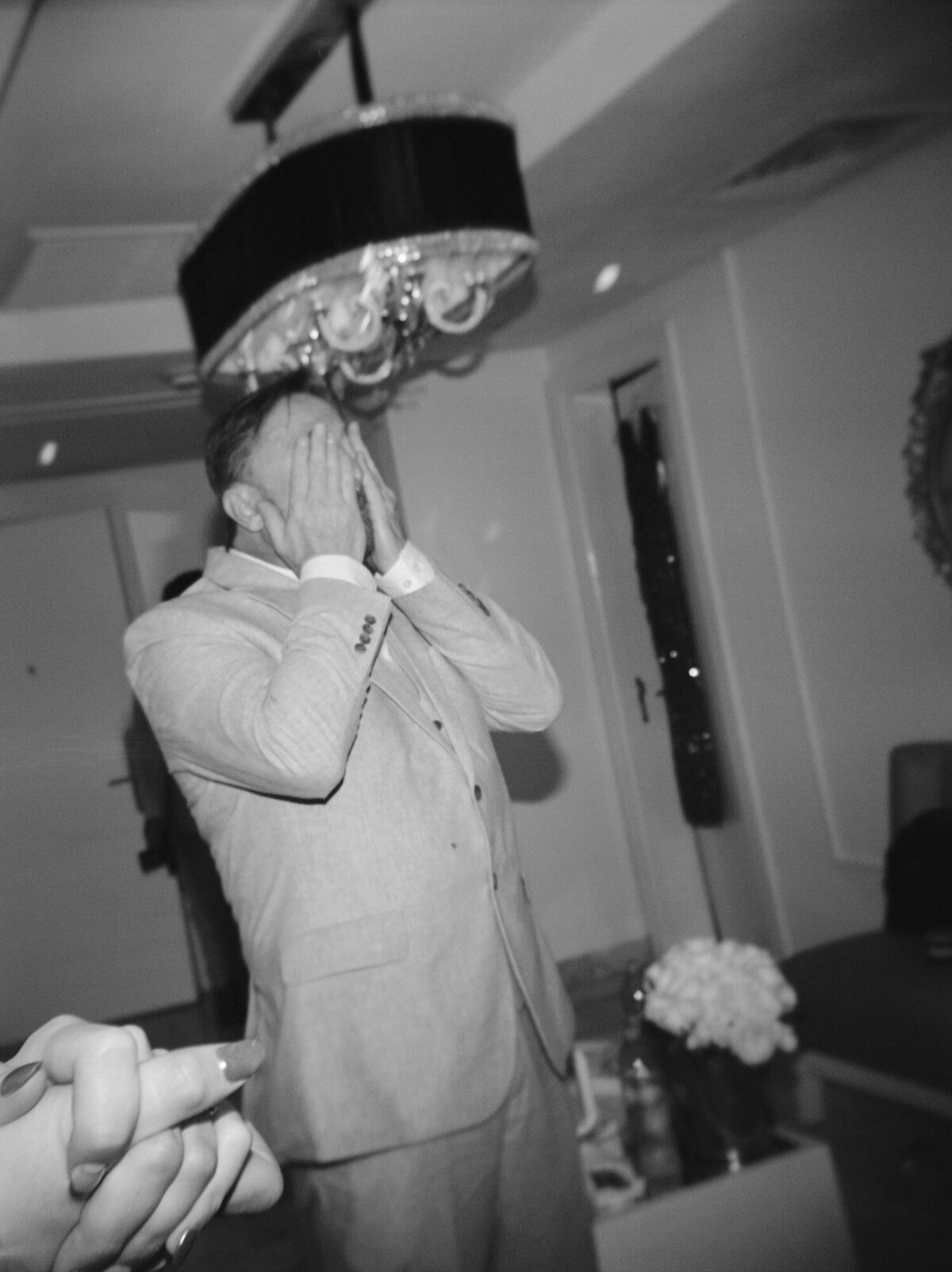 father of bride cries, documentary film wedding photography in Mexico