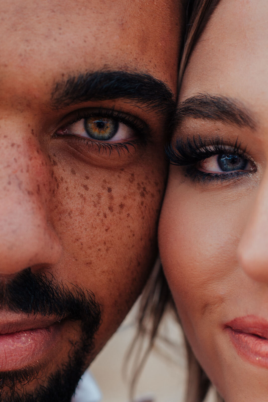Close up portrait of couple eloping in Las Vegas