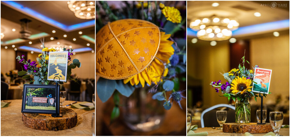 Bar Mitzvah Party at a Colorado Ballroom with Fall Color Florals and Yarmulke
