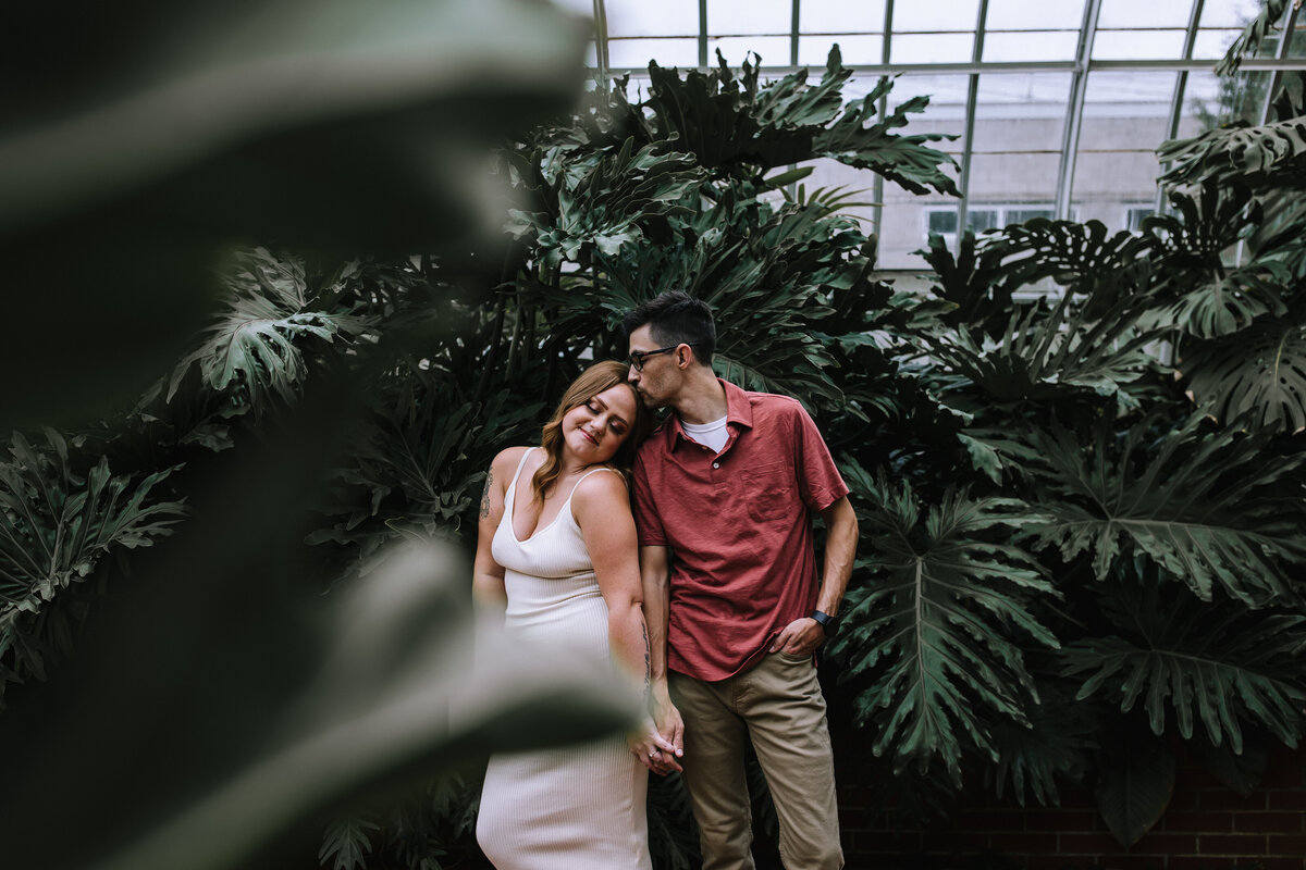 Engaged couple at Phipps Conservatory.