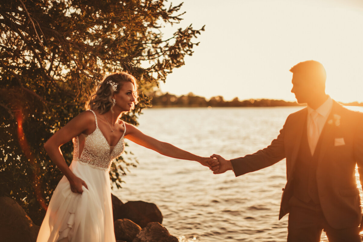 Lake Michigan Sunset Wedding Photo