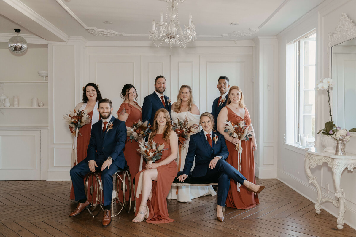 Wedding day bridal party pictures at  The Culver Hotel in Los Angeles