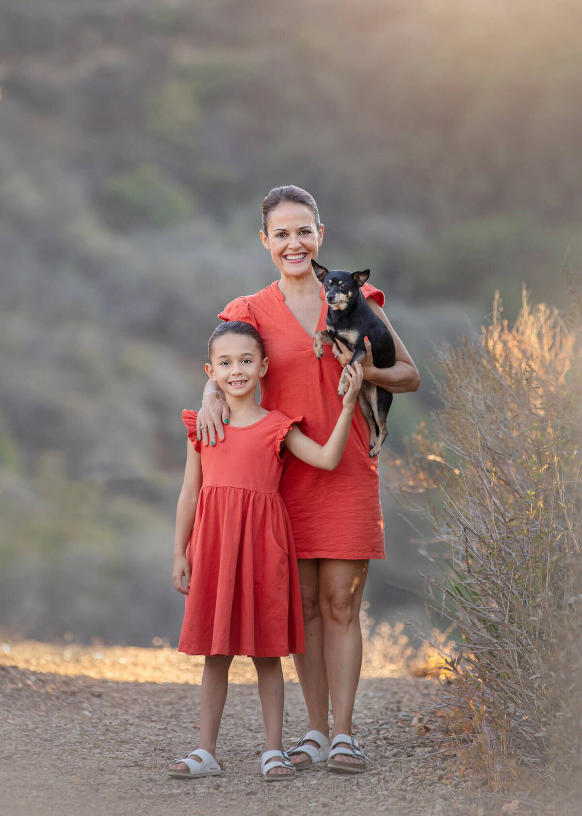 Mom, daughter and their dog photographed in Encino by LA photographer Elsie Rose Photography