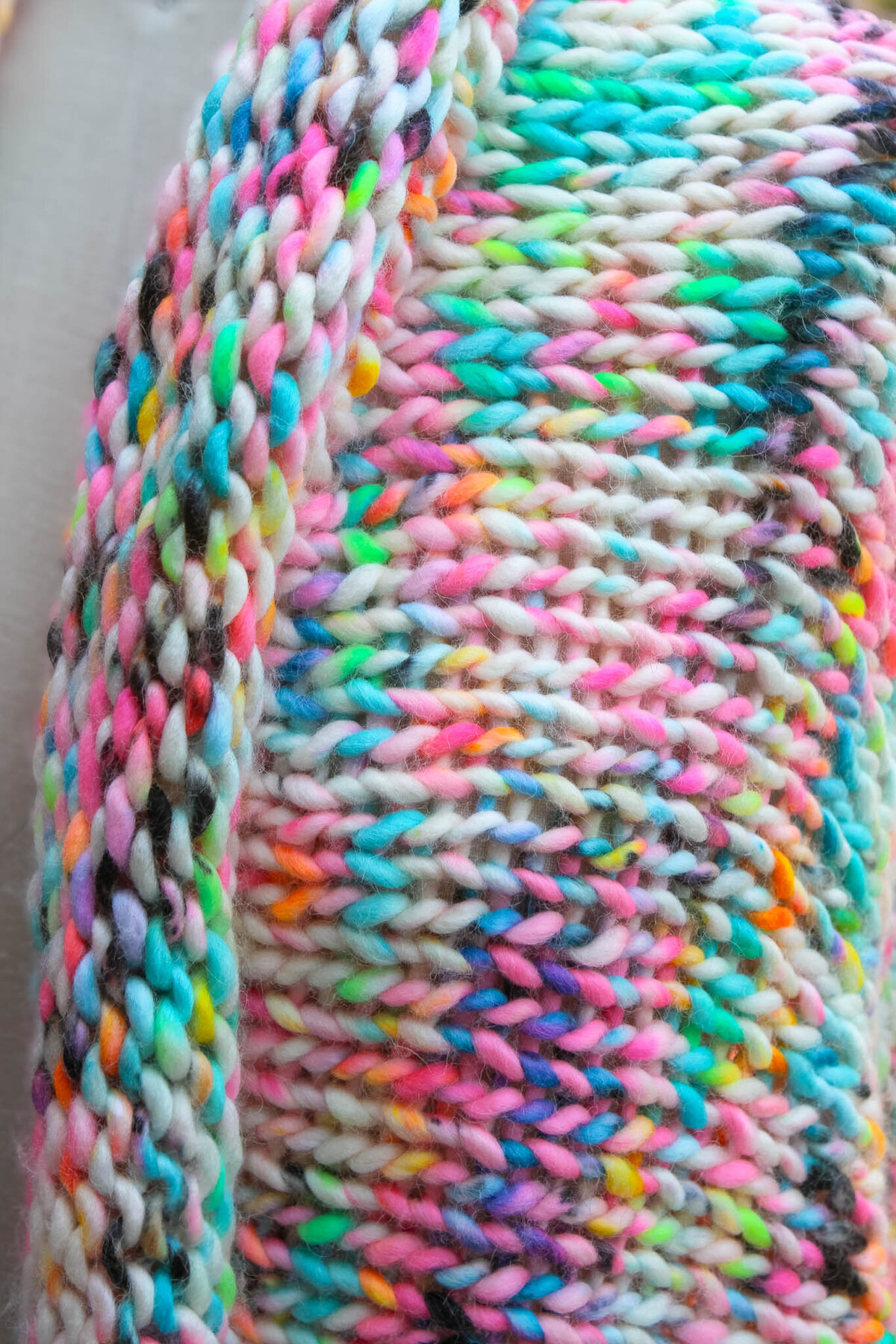 Hand knit shawl close up-1