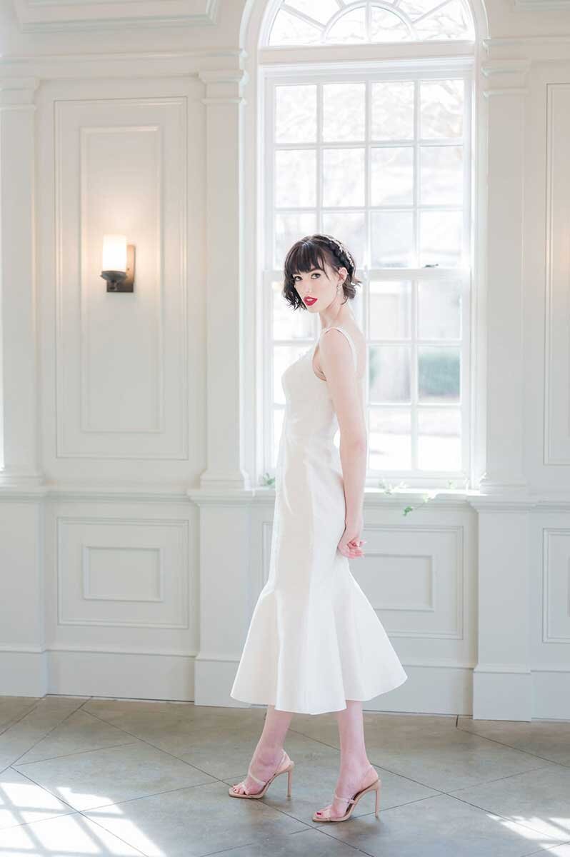 Midi fit-and-flare wedding dress