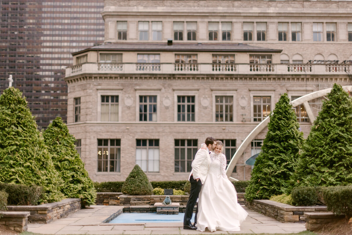 Bride and Groom on top of New York rooftop venue 620 Loft & Garden