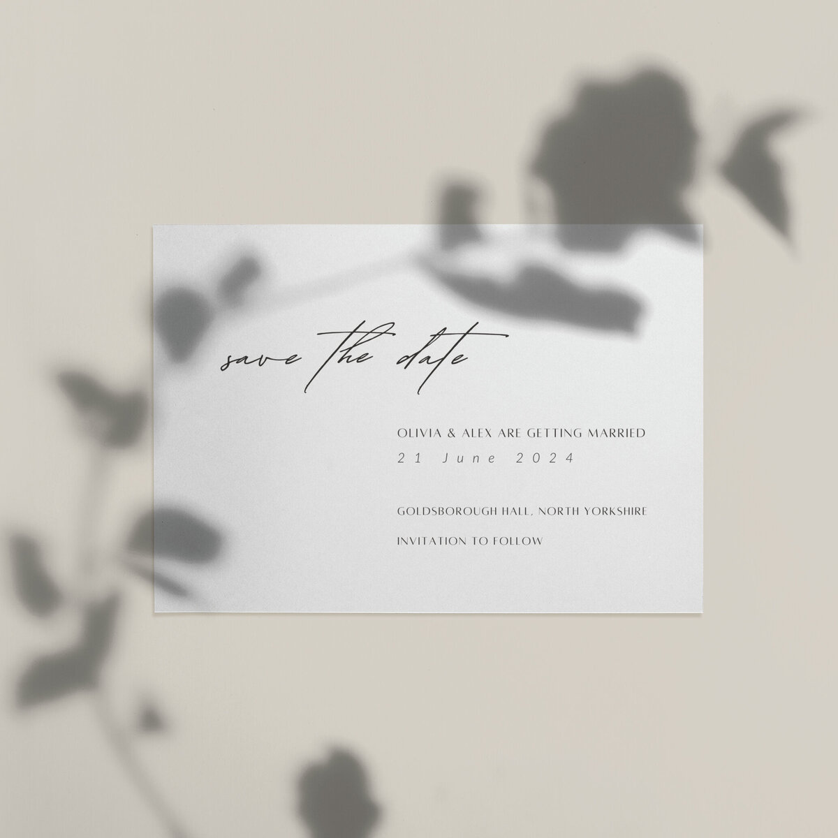 Elegant wedding invitation suite mood board