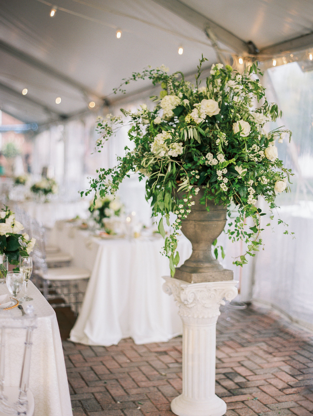 Ceremony arrangement repurposed for reception at Oxon Hill Manor