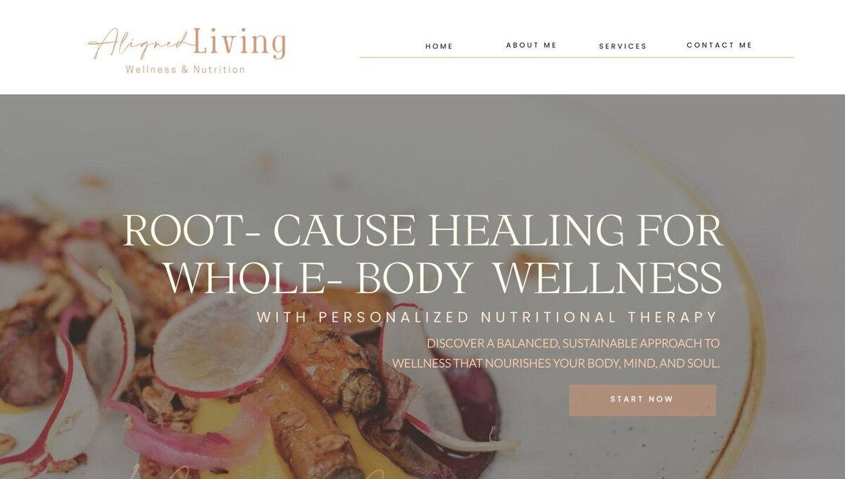 Wellness and nutrition coach website by Petal & Bloom