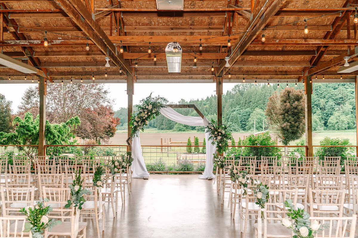 Wedding Craven Farm Snohomish Joanna Monger Photography indoor ceremony option