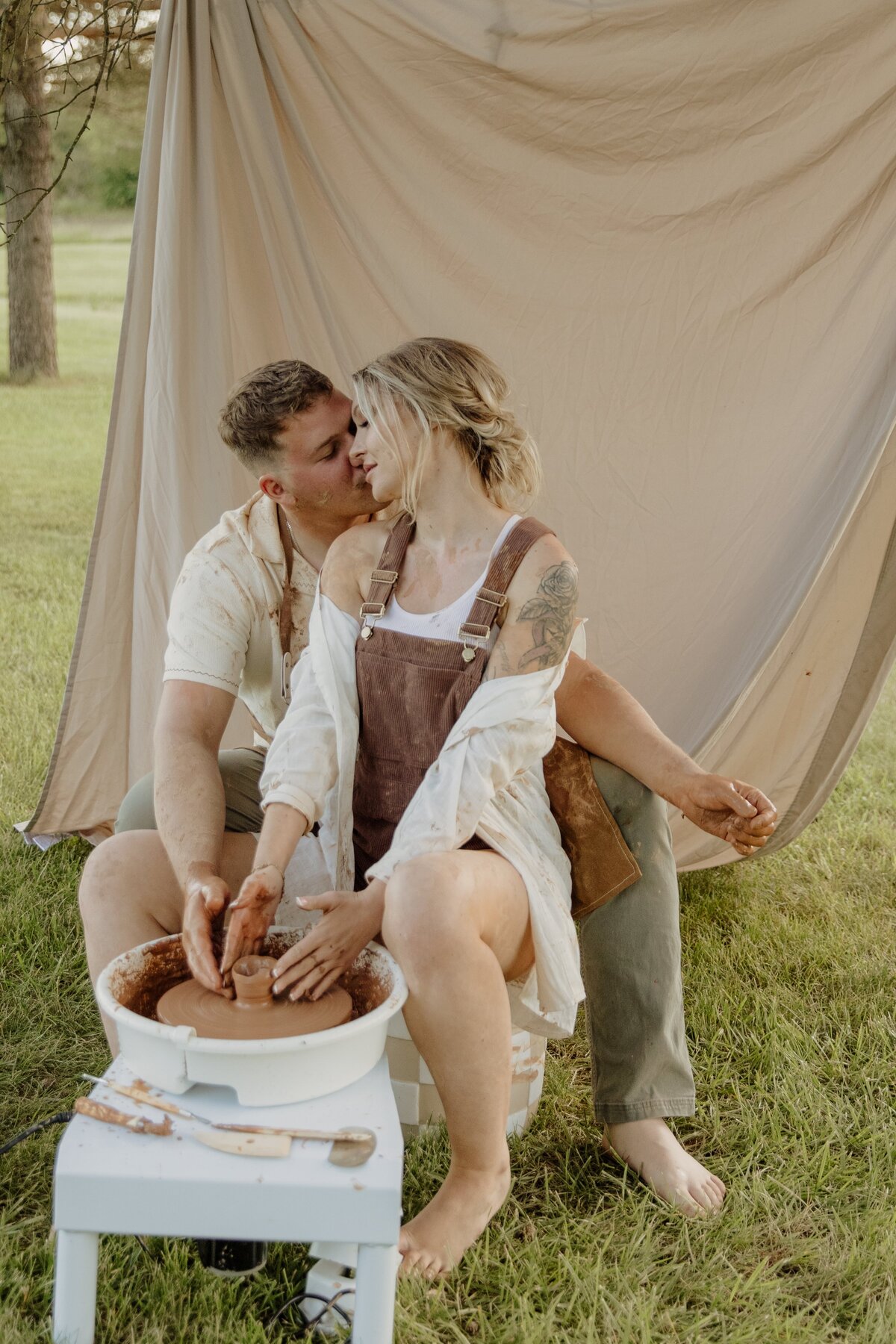 Clay pottery making storytelling unique engagament session photographer