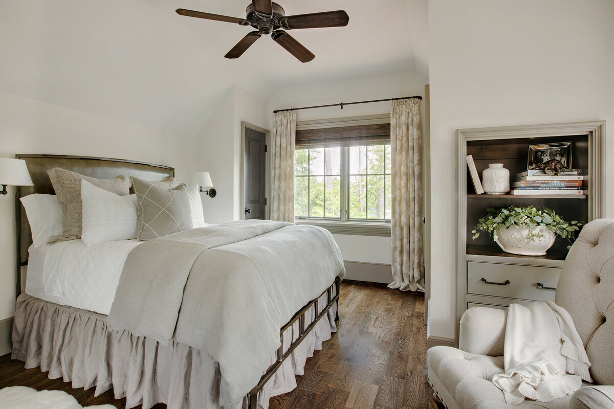 Panageries Residential Interior Design | Traditional Mountain Roost Guest Bedroom with Welcoming Textures and Warm Cream Tones
