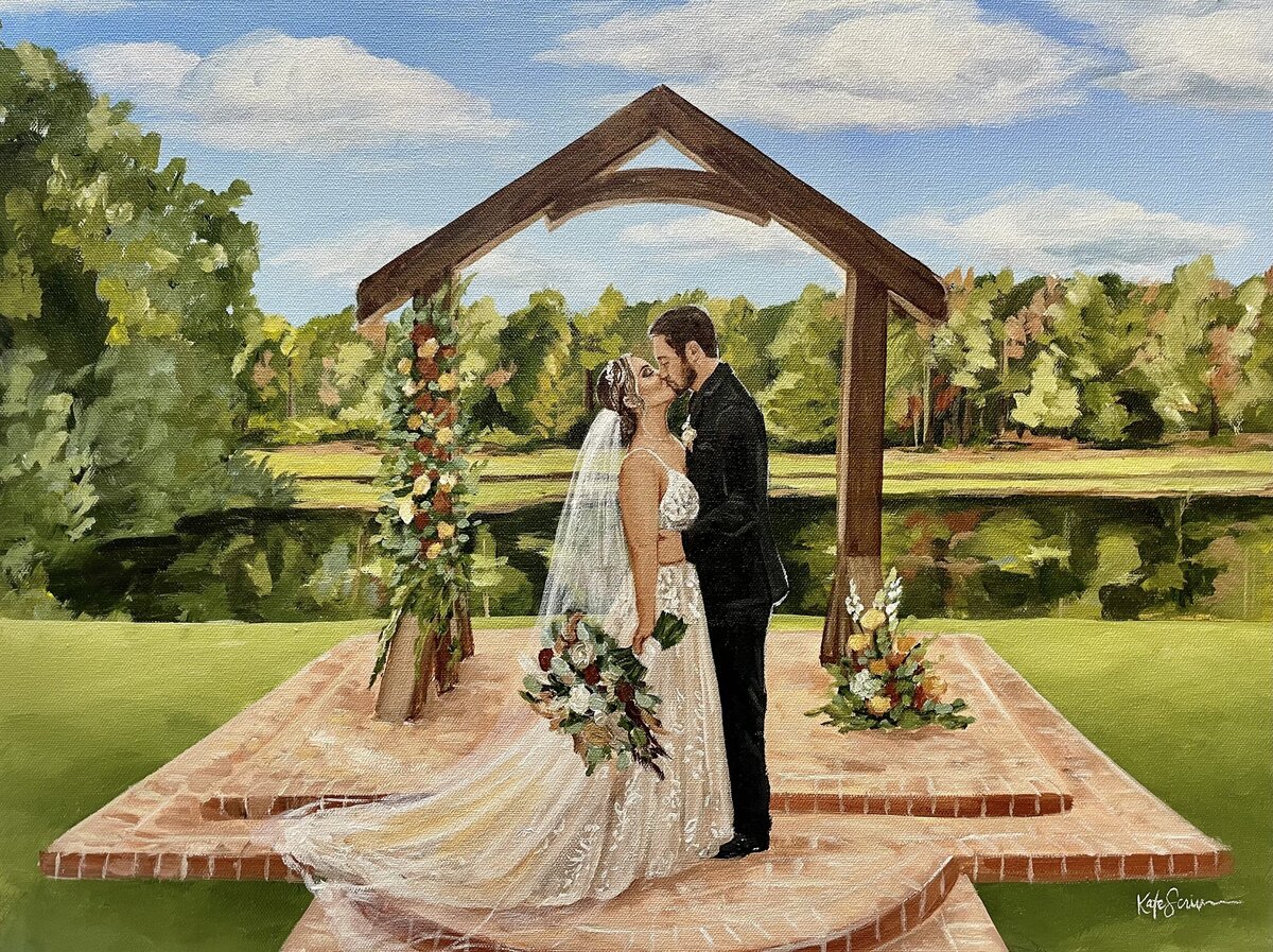 painting of bride and groom