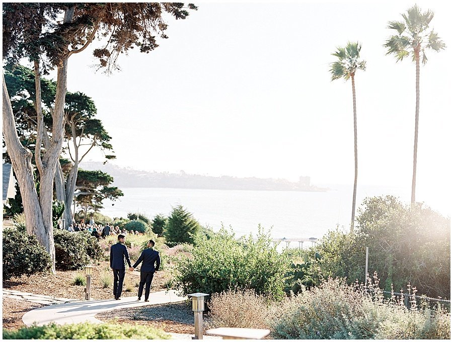 Grooms Walking Down the Aisle Together San Diego Wedding © Bonnie Sen Photography