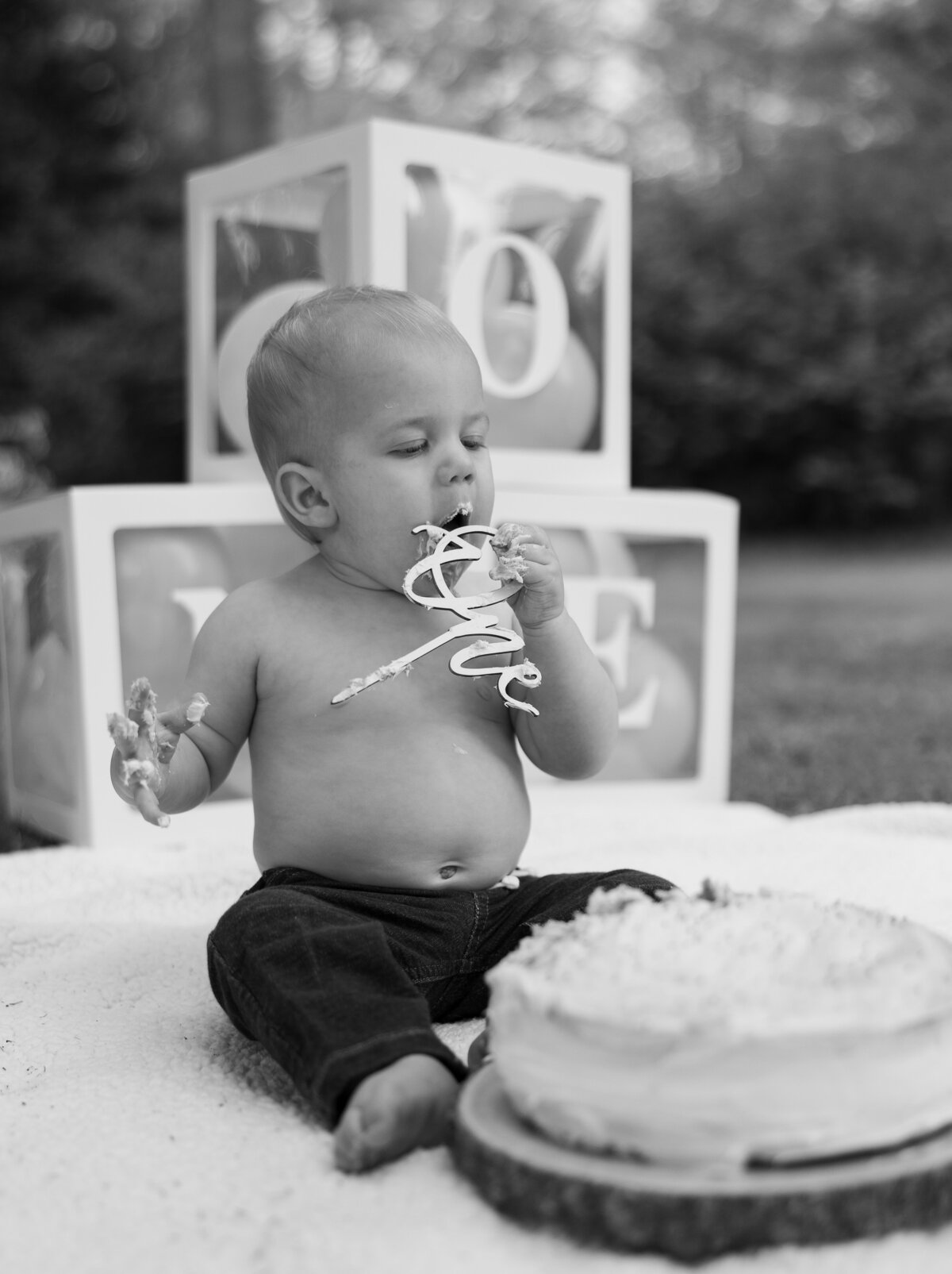 Baby's first birthday photoshoot with a smash cake