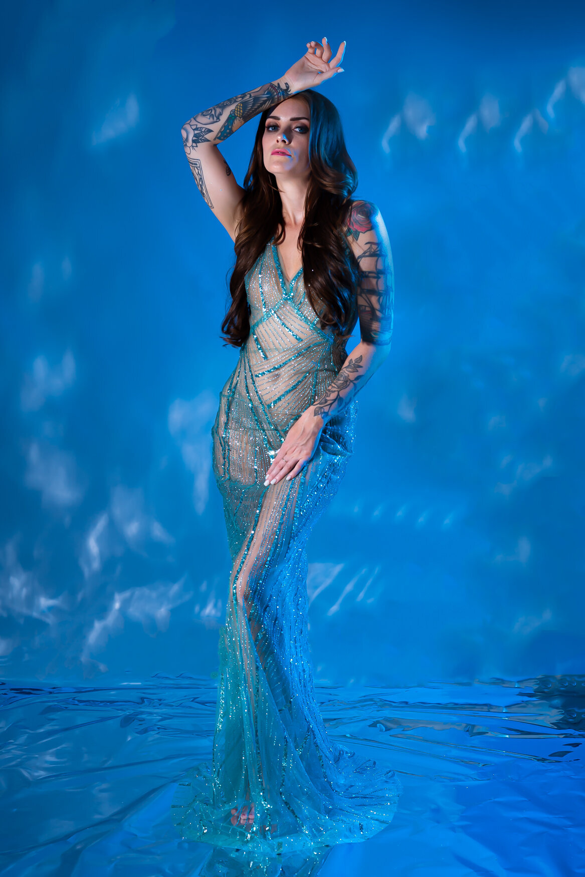 blue gowns