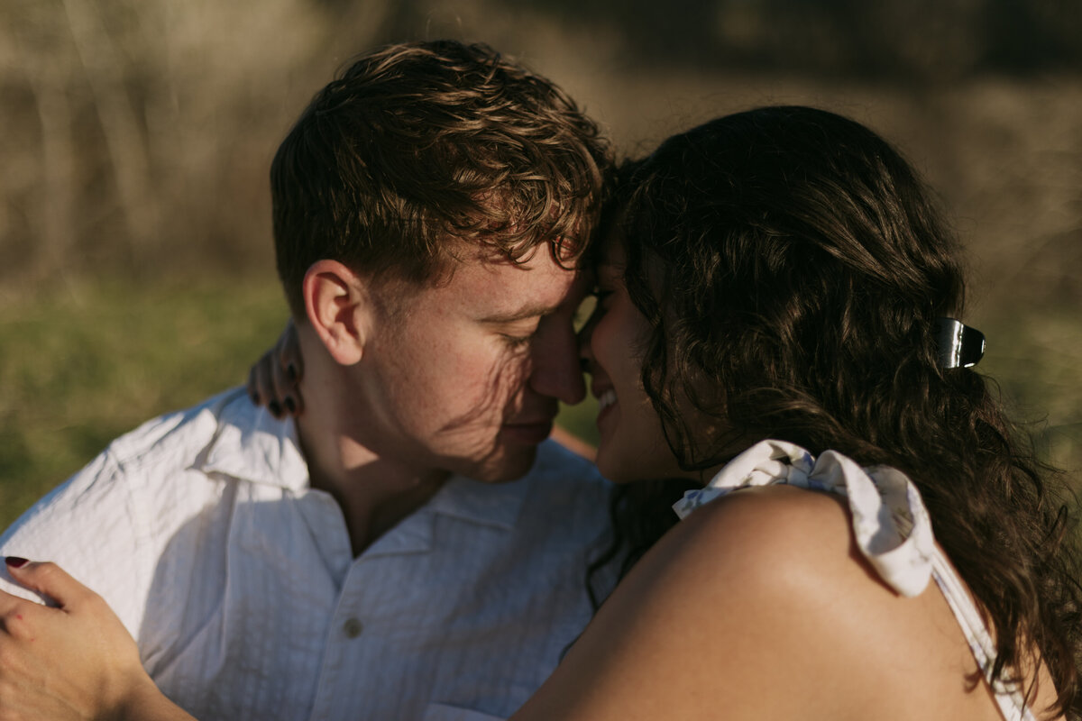 David and Elizabeth up close and about to kiss.
