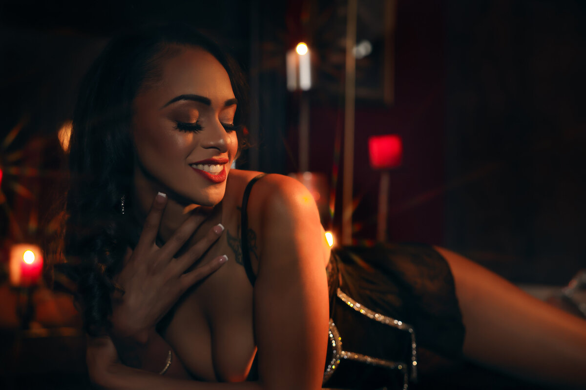 Savannah Boudoir Brunette close up