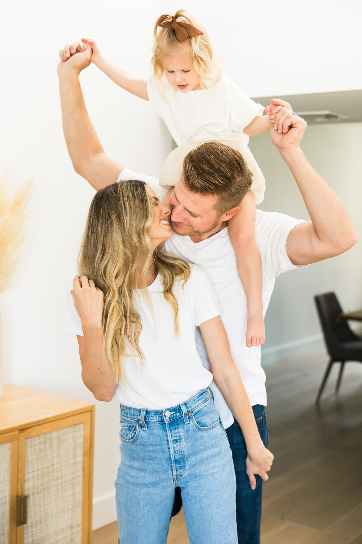 family playing together in house