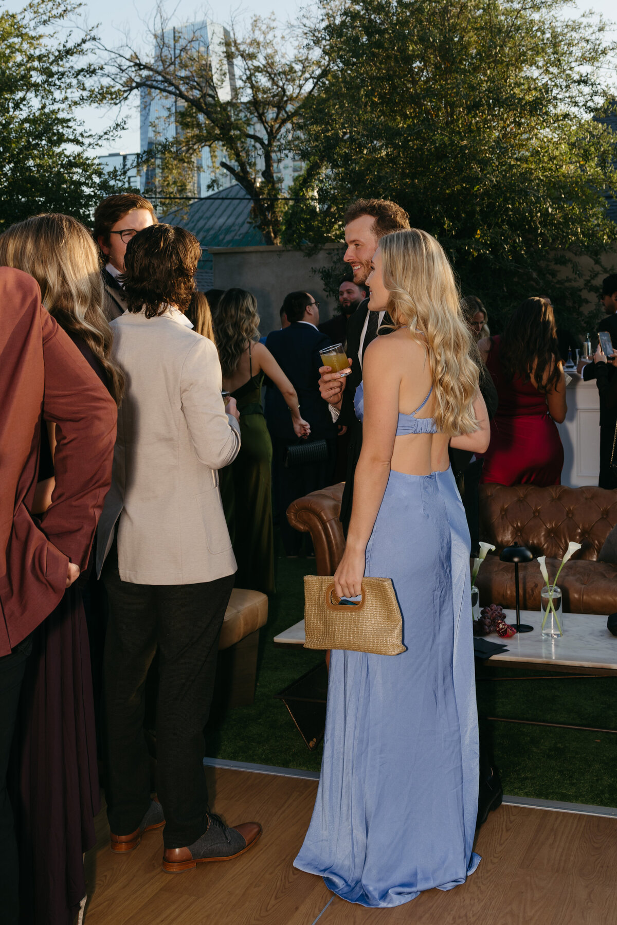 wedding guest at austin texas wedding reception at Prelude