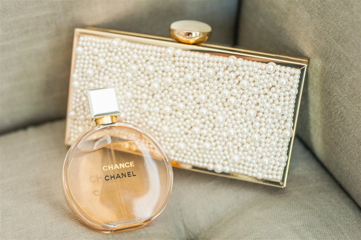 Wedding day Chanel Chance parfume in Gastonia NC at Separk Mansion