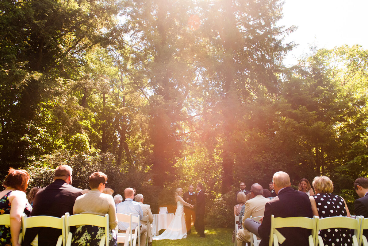 wedding pic from a ceremony in the garden at the Hyeholde