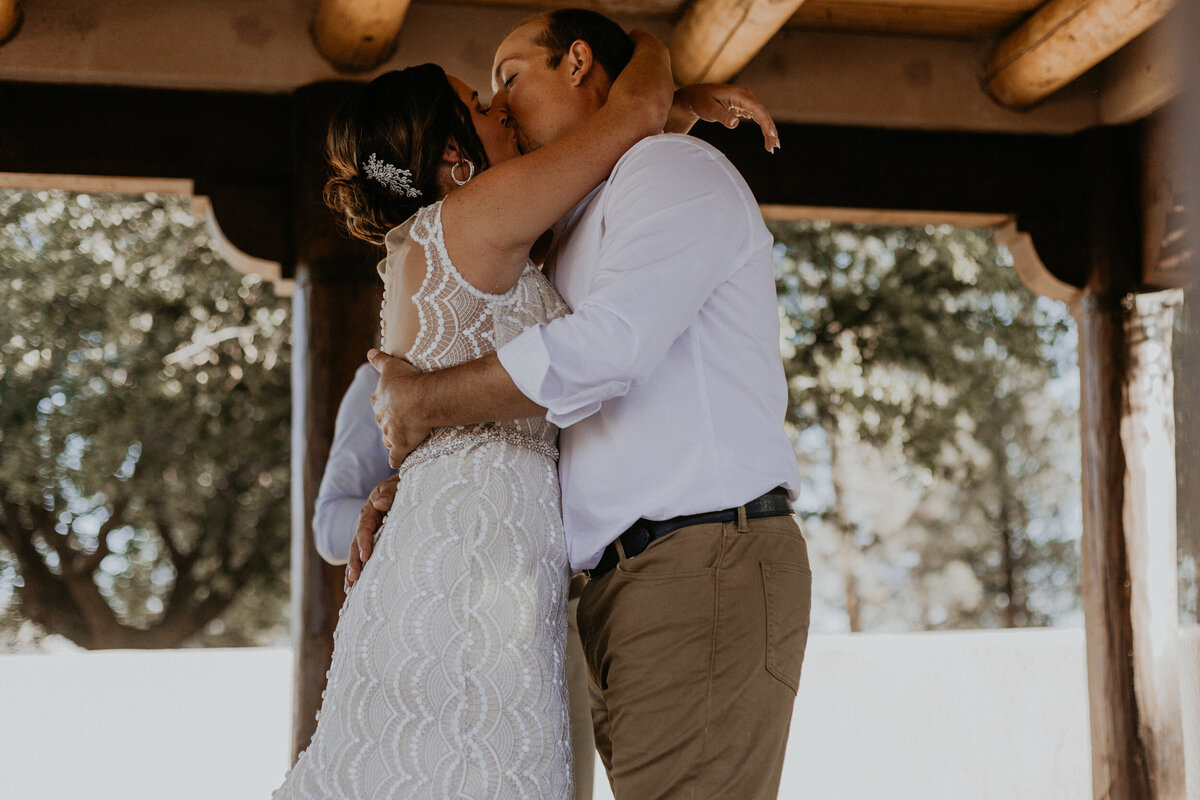 bride and groom during a intimae backyard wedding ceremony