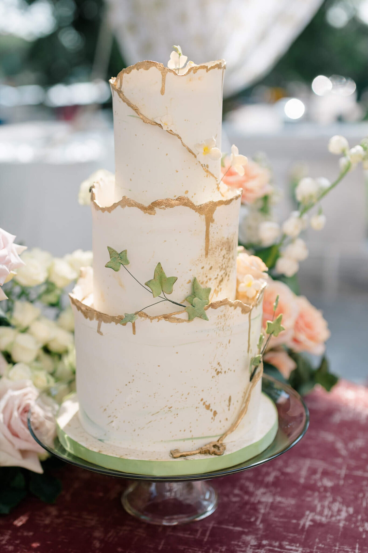Gorgeous 3 tiered cake for a wedding at DAR Constitution Hall. Captured by Washington DC Wedding Photographer Bethany Aubre Photography.