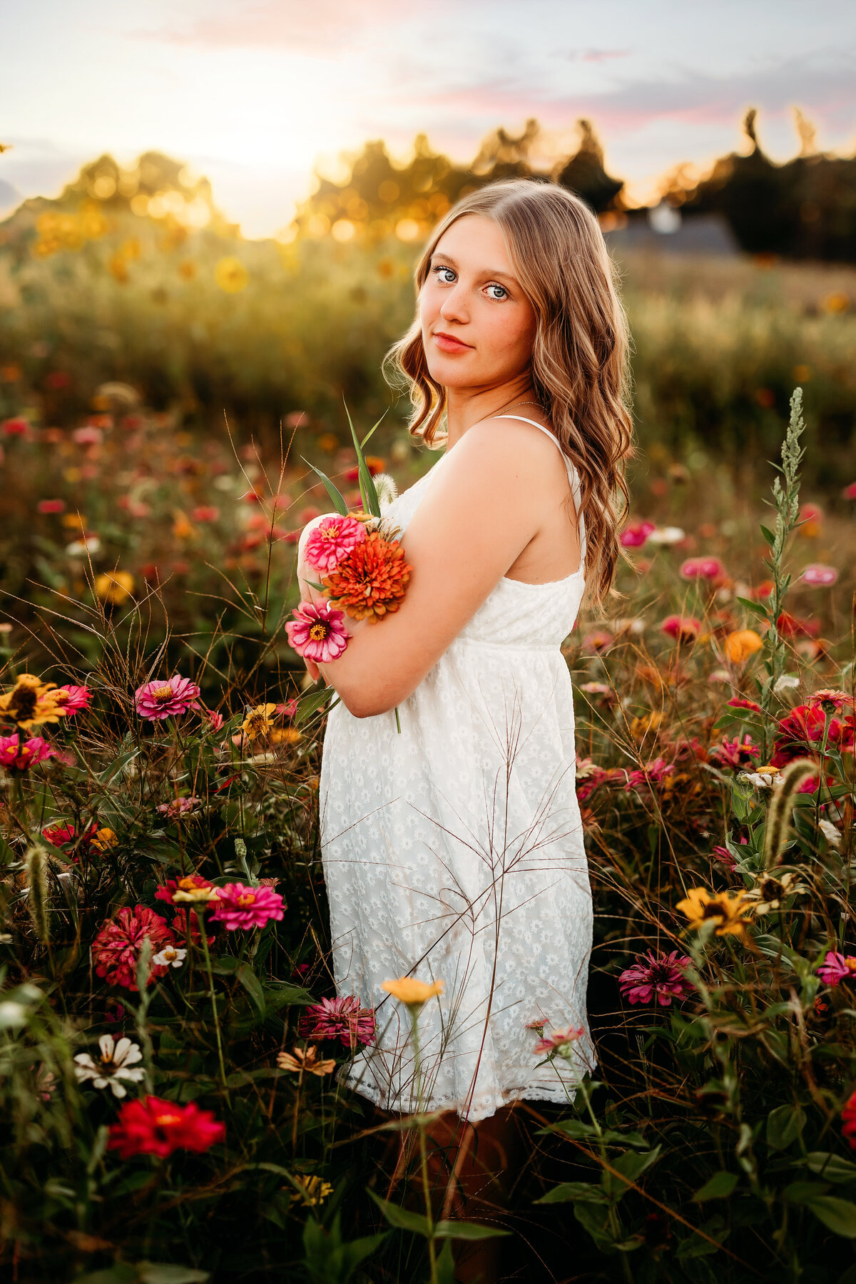 flower field senior pictures, ohio senior photographer, senior pictures in ohio