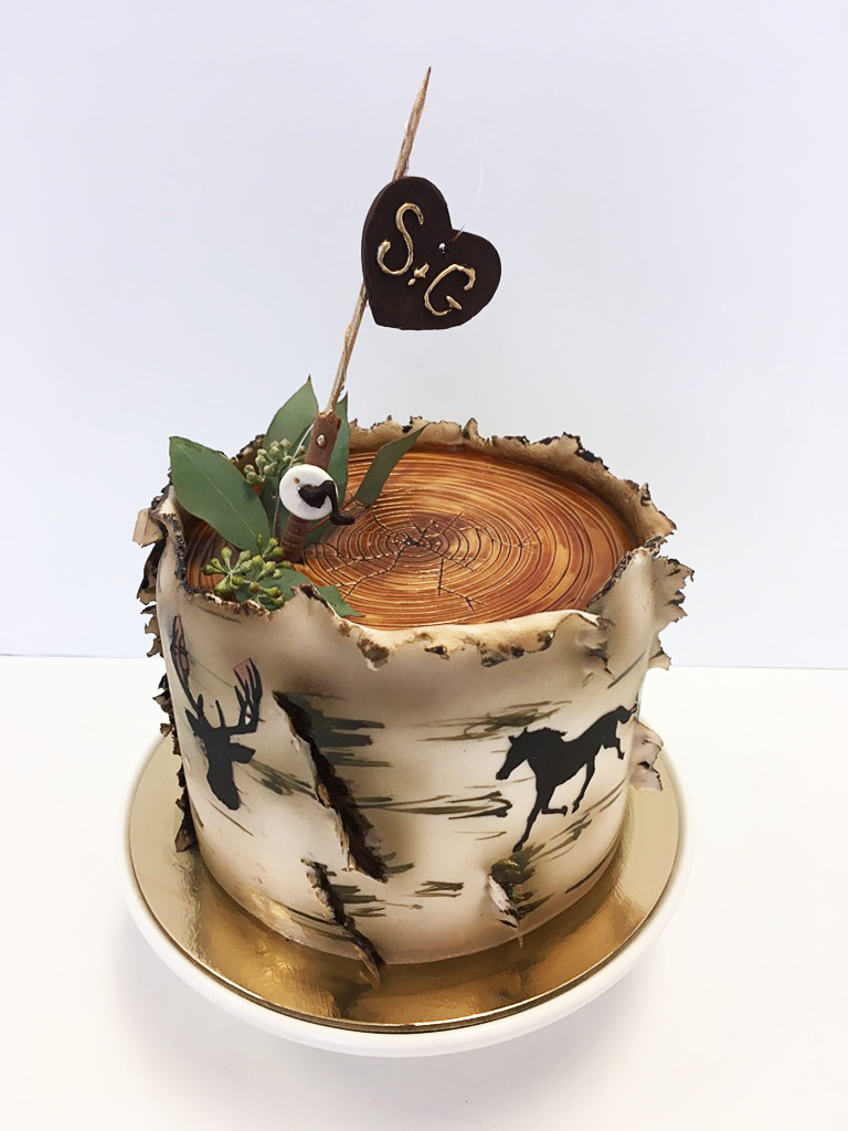 Whippt Wedding Cutting Cake - Bark texture and silhouettes 2017