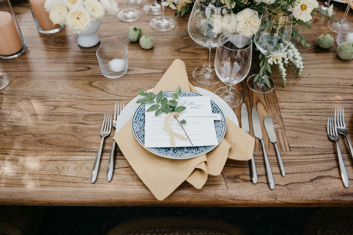 Sonoma Private Estate Wedding tabletop italian blue yellow