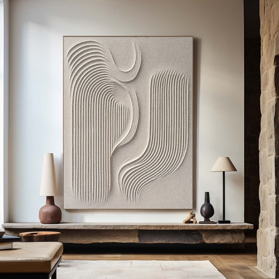 Beige 3D Minimalist Wall Sculpture
