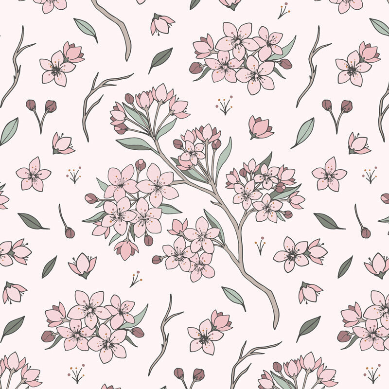 cherry blossom fabric pattern design